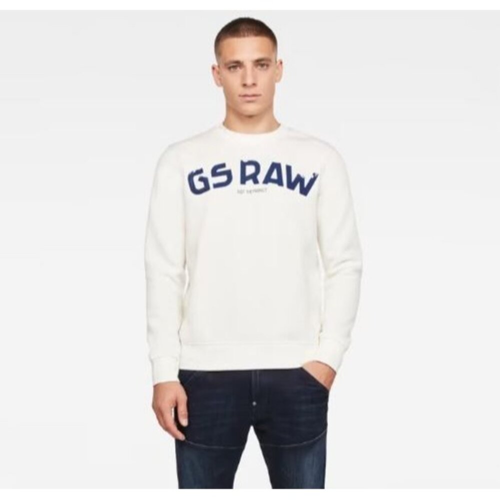 Gsraw Streetwear Rubber Graphic Printed Regular Fit GR Sweater Beige Mens Sz XXL - Picture 14 of 14